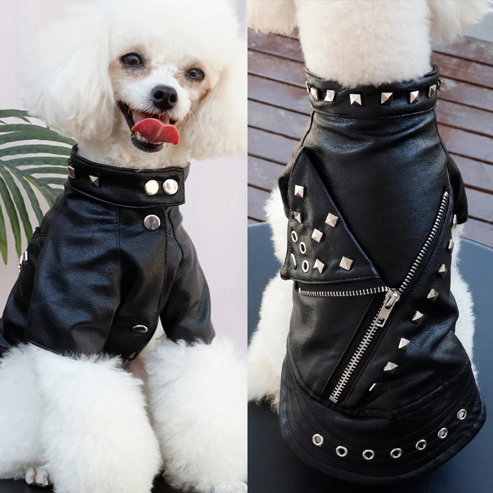 Studded Leather-Style Dog Jacket
